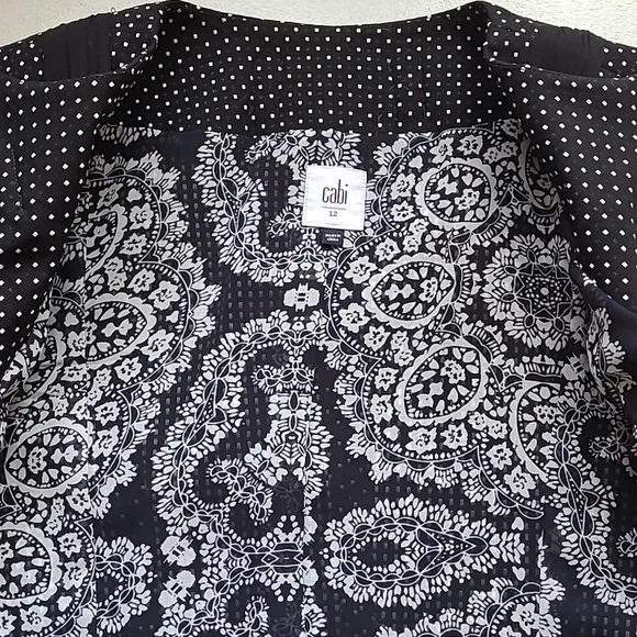 SZ12 CABI 3/4 Slv Seaside Chic Polka Dots Black White Jacket - Picture 8 of 10